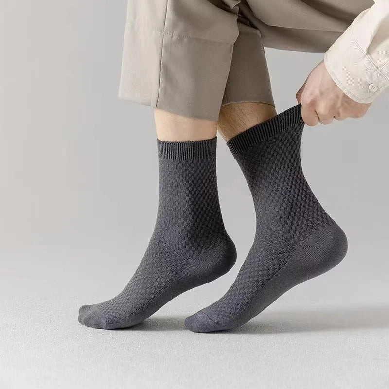 10 Pairs/Lot Men's Socks Bamboo Fiber Business Socks Breathable Deodorant Casual Socks, Large Size EU 38-46, High Quality