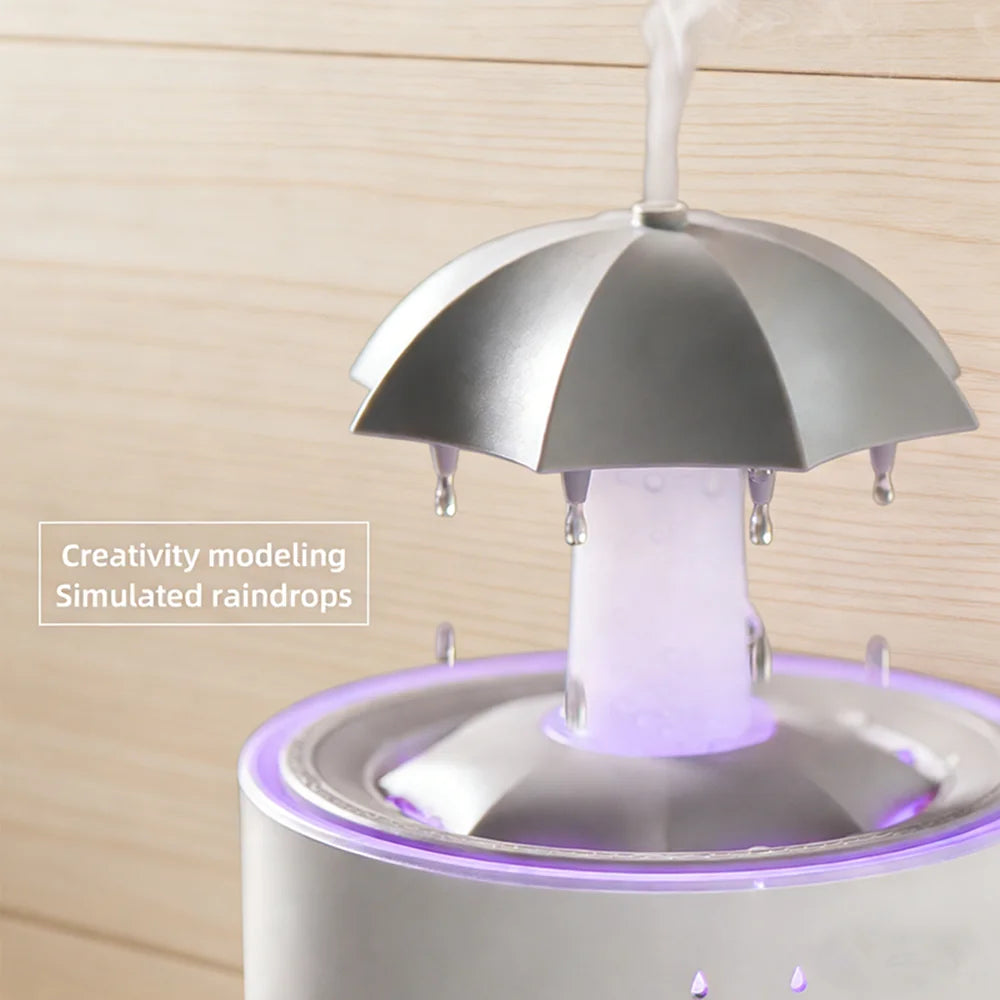 Ultra Quiet Raindrop Humidifier with 7 Color Light Aromatherapy Diffuser for Bedroom Desktop Sleep Aid Creative Gift