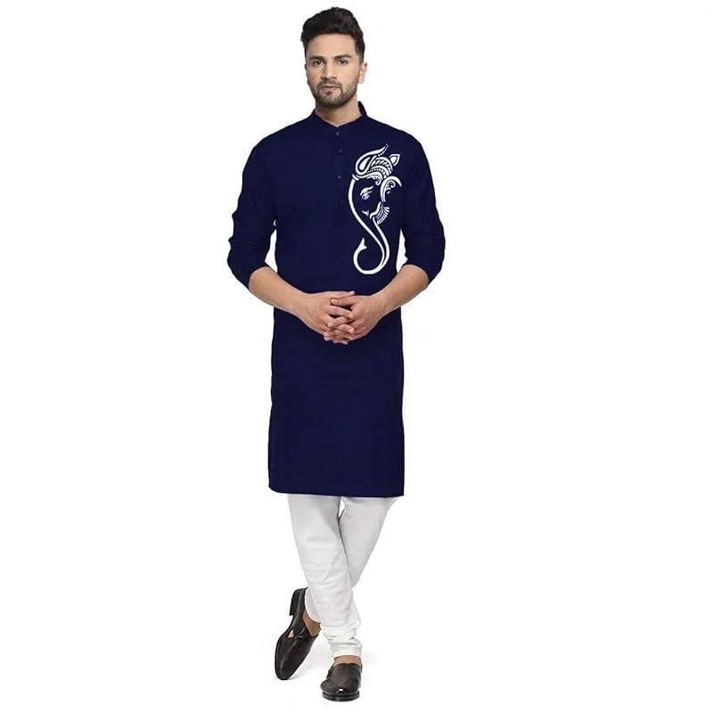 Men Digital Printed Kurta Shirt Regular Fit Mandarin Collar Long Suitable All Occasions Such Wedding Hari Raya National style