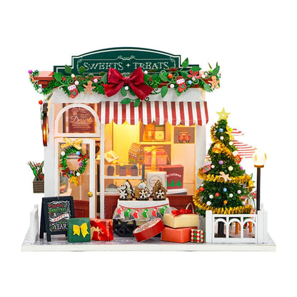 New Christmas Dollhouse Furniture Book Nook Miniature Building Kit Accessories DIY Hut cabin Houses  Doll House Creative Puzzle