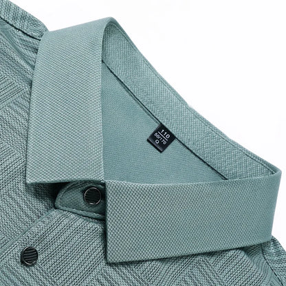 Spring Man Casual Turn-Collar Long-Sleeve T-Shirt Polo Shirt Half-Button Design Lapel Fashion Versatile Solid Color Men Clothing