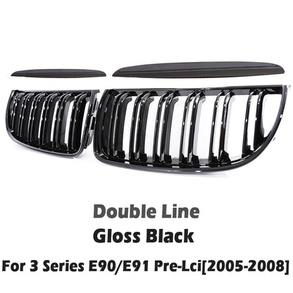 Carbon Fiber Chrome M Color Chrome Gloss Matte Black Grille Kidney Grill For BMW 3 Series E90 E91 Pre-Facelift 2005-2008 320 330