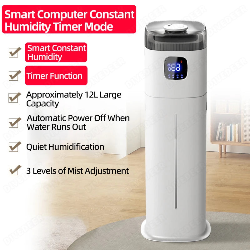 DIVEDEER Home Bedroom Humidifier Quiet Design for Pregnant Women and Infants Compact Body with Large Capacity Desktop Mist Type