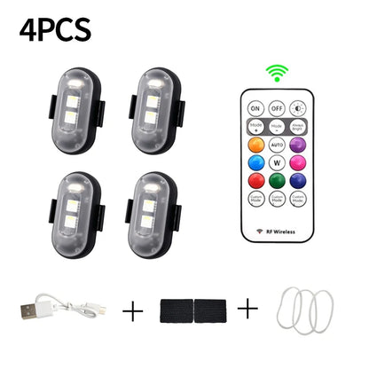 Waterproof Wireless LED Lights USB Charging Wireless LED Flashing Lights High Brightness Wireless LED Lights for Car Bike H9EE