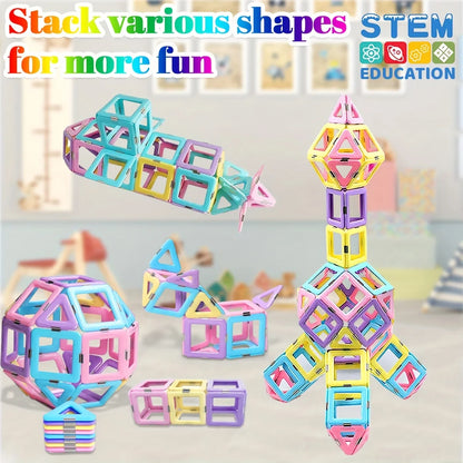 Large Magnetic Building Block Toy Set - Stem Educational Construction Toy, Colorful Mix, Creative Birthday/Holiday Gift