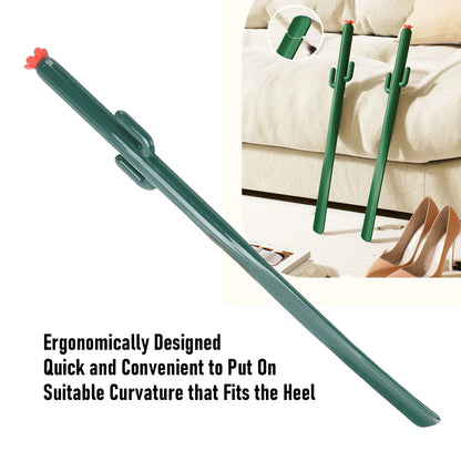 Long Handle Shoe Horn Ergonomic Plant Shaped PP Shoe Helper Stick with Base for Home Use Shoe Helper Stick