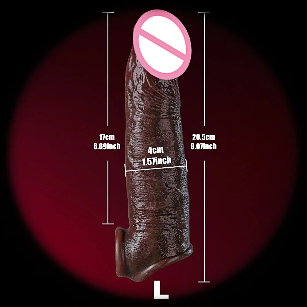 Realistic Super Huge Penis Sleeve Big Growth Penis Delayed Ejection Extend Penis Reusable Enlarger Silicone Condom Male Sex Toy