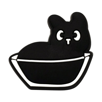 New 1-13pcs Cute Animal Black Cat PVC Garden Shoe Charms Sandal Buckle Boys Girls Cartoon Hole Slipper Accessories DIY Backpack