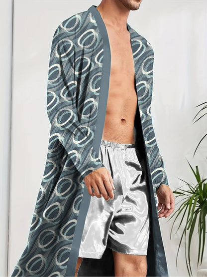 Men's Robe 2025 Spring Sleepwear Bathrobe Men Printing Must-have for Leisure Entertainment Autumn Long Nightgown Funny Pajamas