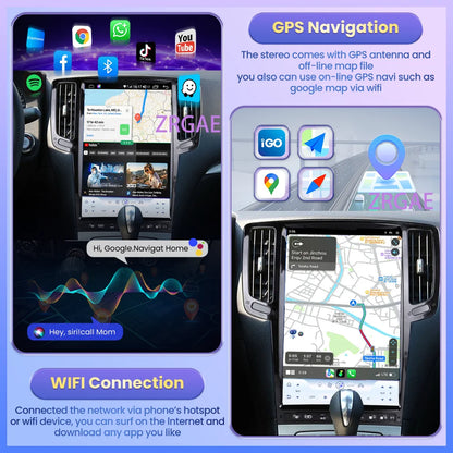 14.5” Android15 For Infiniti G4 G25 G35 G37 2006-2013 Tesla Style GPS Navigation Car Multimedia Video Player Carplay Auto BT 4G