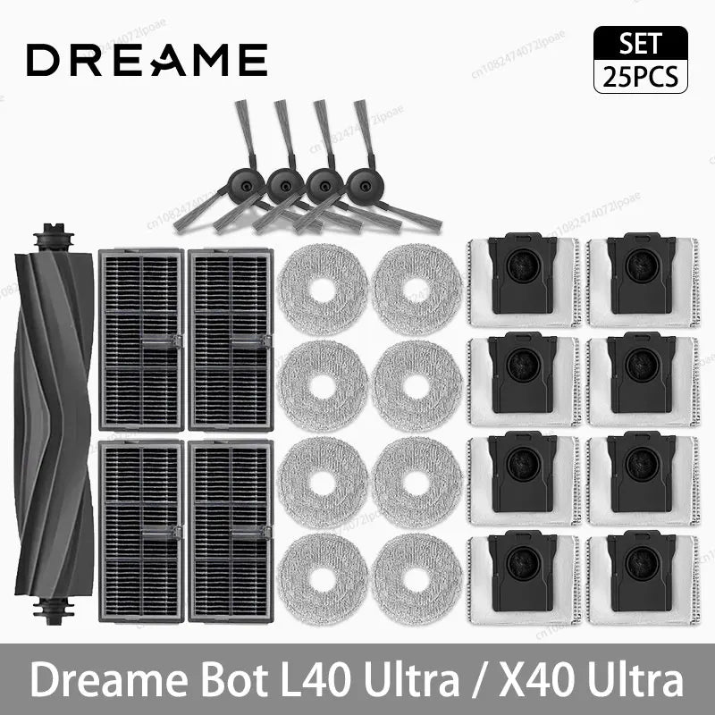 Dreame L40 Ultra / X40 Ultra Vacuum Cleaner Replacement Accessories Main Side Brush HEPA Filter Mop Cloths Dust Bag Spare Parts