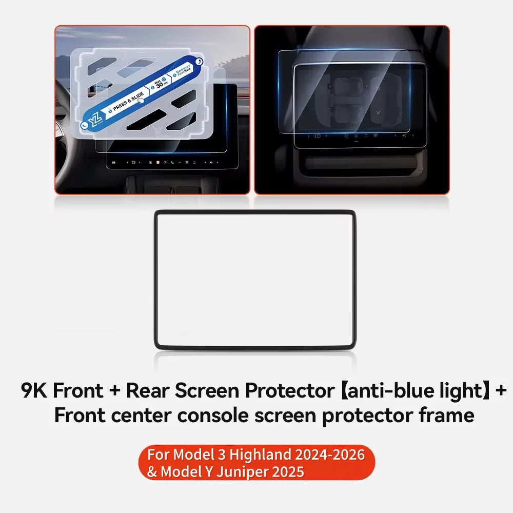 YZ Tempered Glass Film Protector For Tesla Model 3/Y/YL Highland Juniper 2025-2026 Rear Row Center Control Screen Protective