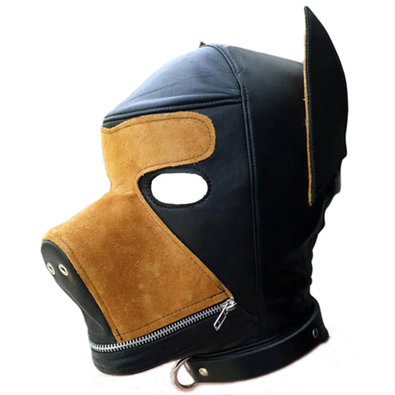 Leather Padded Hood Mask Blindfold Head Restraint Harness Mask, BDSM Bondage Gimp,Sexy Costume
