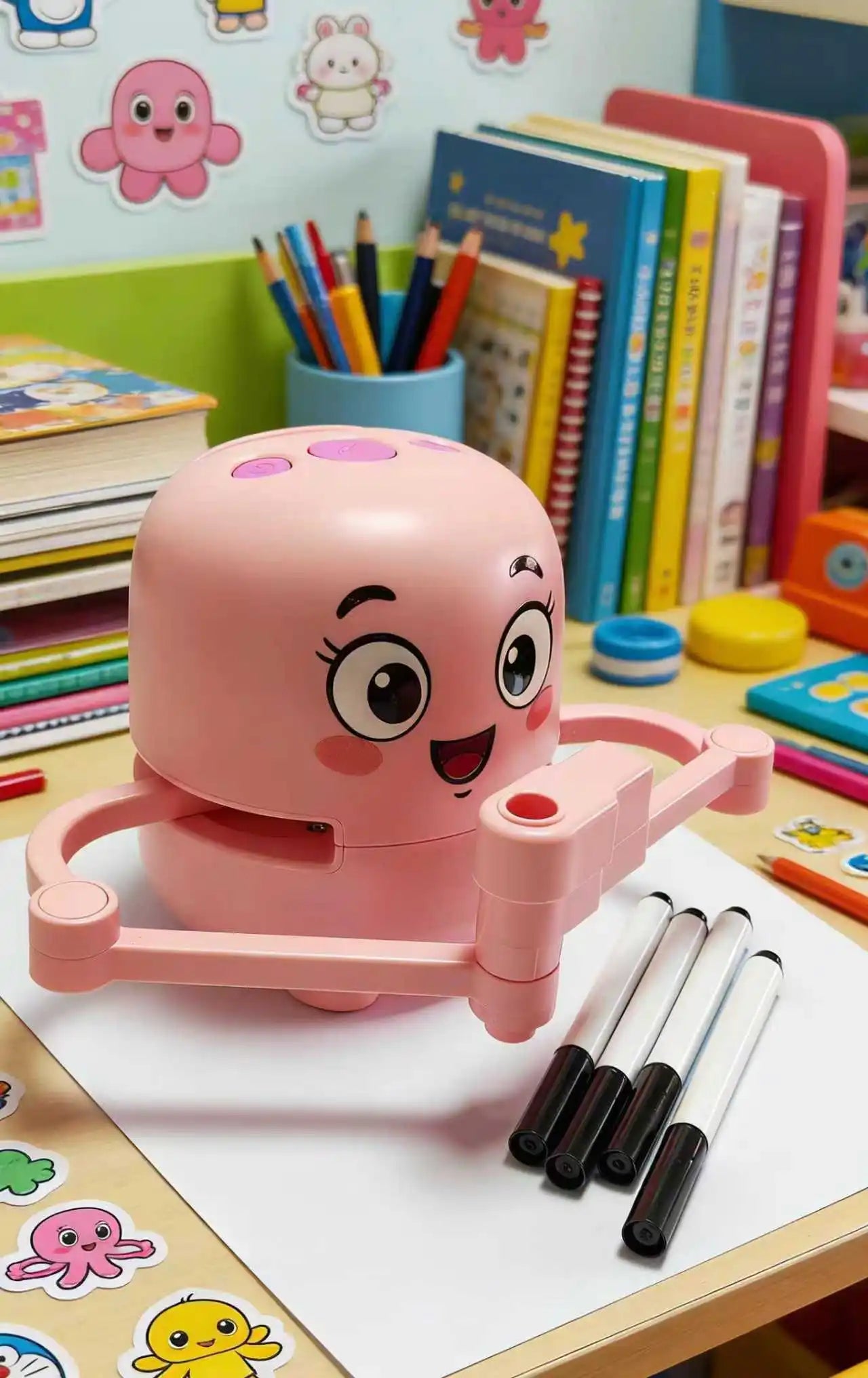 Children's Early Education Painting Robot, Pink, Children's Toy Gift, Includes 100 Drawing Cards