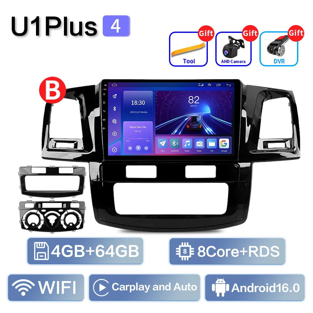 For Toyota Fortuner HILUX Revo Vigo 2007-2015 Multimedia Video Player Stereo GPS Android 16 2din Carplay Car Radio