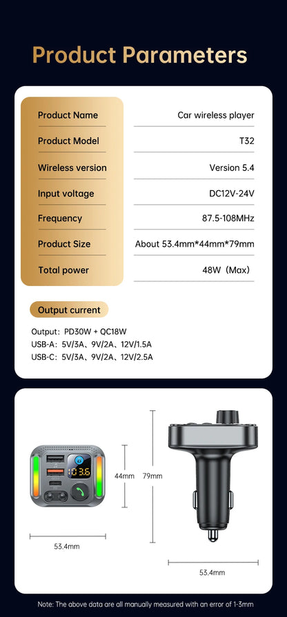 Car Bluetooth receiver 2026 latest model fast charging charger car mp3 player converter