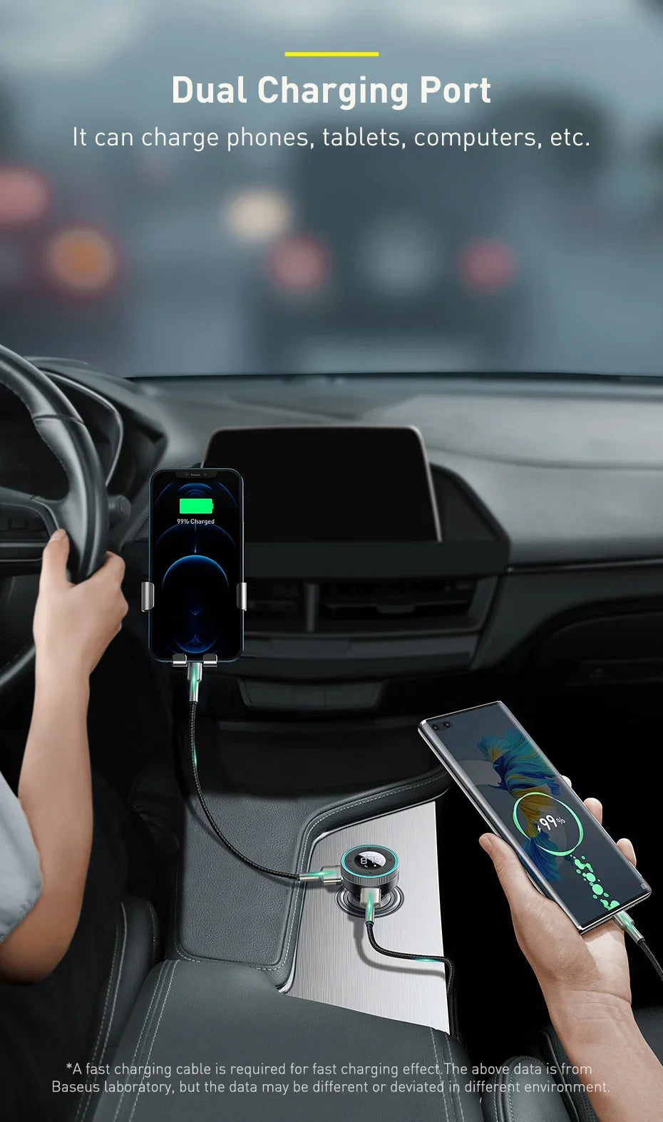 Baseus Car FM Transmitter with Bluetooth 5.0 & 3.4A Dual USB Charger - MP3 Player, Radio, Hands-Free Calling Adapter
