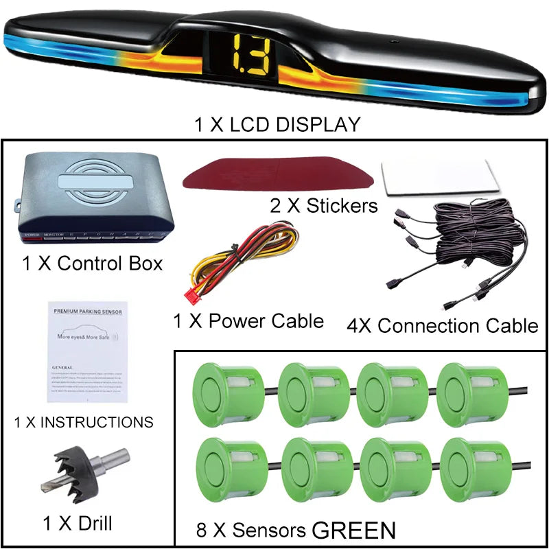 6 Or 8 Sensor Parking Kit LED Display Safe Protection Clear Alert Vehicle Reversing Assistance System