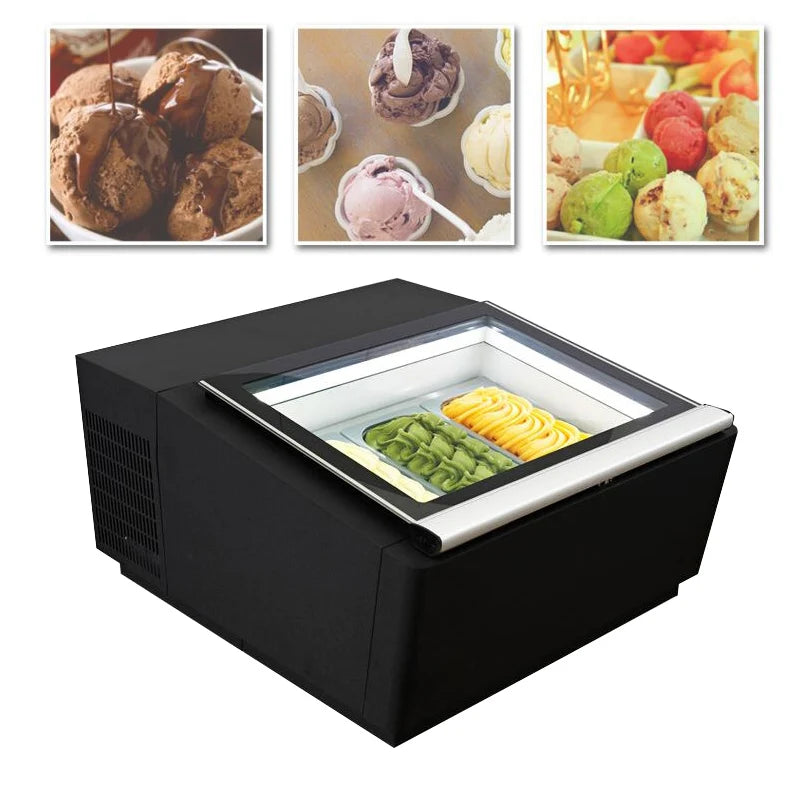 Stainless Steel Refrigerated Popsicle Showcase Refrigeration Equipment Freezer Table Ice Cream Display Cabinet