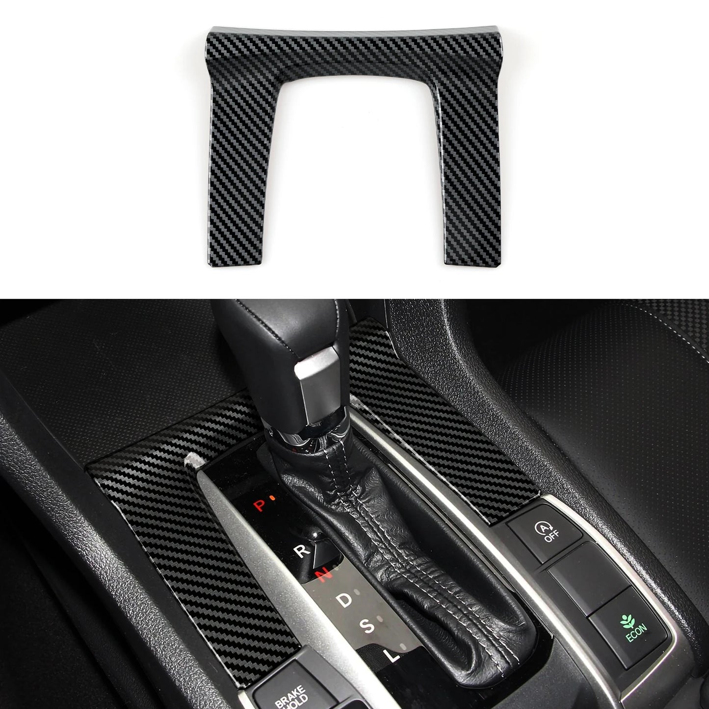 For Honda Civic 10th Gen (2016 -2021) Interior Accessories, Car Center Console Gear Shift Panel , Carbon Fiber ABS Trim Sticker