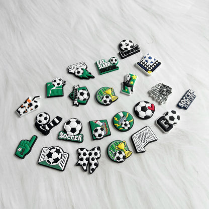 22-100Pcs Soccer is My Life PVC Shoe Accessories Sports Boys Girls Clog Button Charms Fit Popular Birthday Gifts