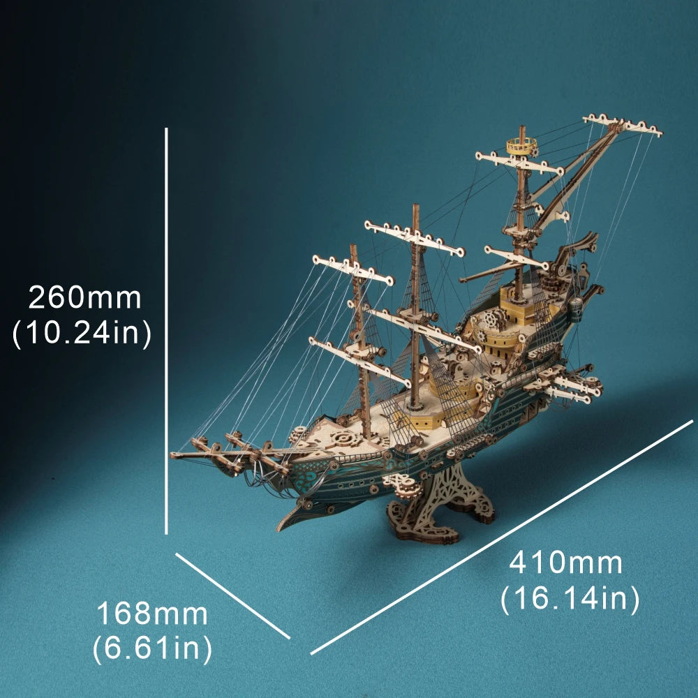 3D Wooden Sets For Adults And Children, Steampunk Mystery Future Pirate Ship DIY Assembled Toys Creative Decorations Birthda