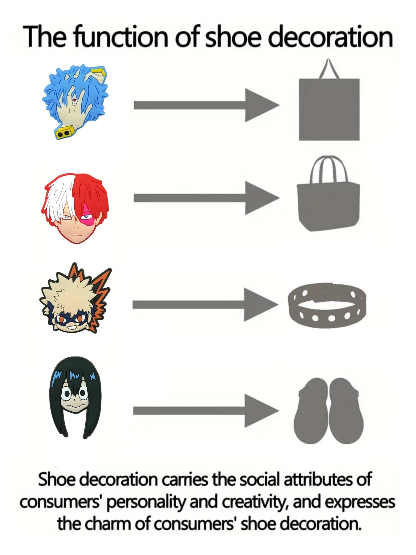 10-100Pcs Japanese Manga Shoe Charms My Hero Academia Clog Sandal Accessories DIY Shoe Decoration Wristband Party X-mas Gifts
