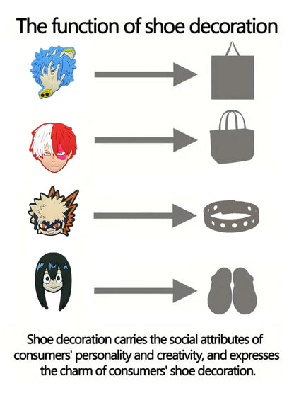 10-100Pcs Japanese Manga Shoe Charms My Hero Academia Clog Sandal Accessories DIY Shoe Decoration Wristband Party X-mas Gifts