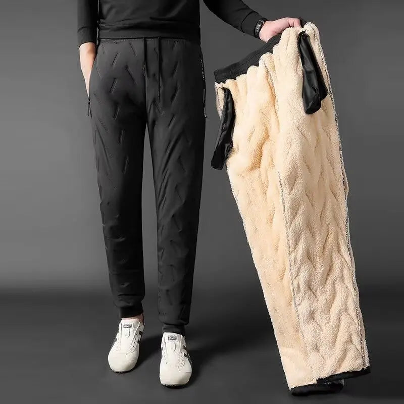 Winter cotton pants for men, plus fat, plus extra size, lamb wool, plus thick wool, winter outerwear, warm, loose, dirt resistan
