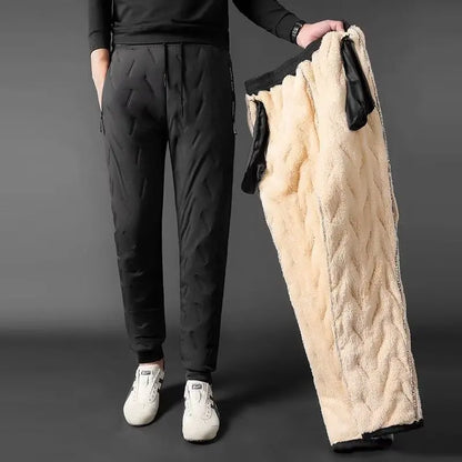 Winter cotton pants for men, plus fat, plus extra size, lamb wool, plus thick wool, winter outerwear, warm, loose, dirt resistan
