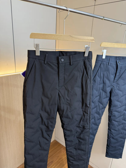 Men's Fashionable Urban Style Duck down Pants 90% Fill Power Straight Leg Thickened Warm Commuter Trousers for Winter