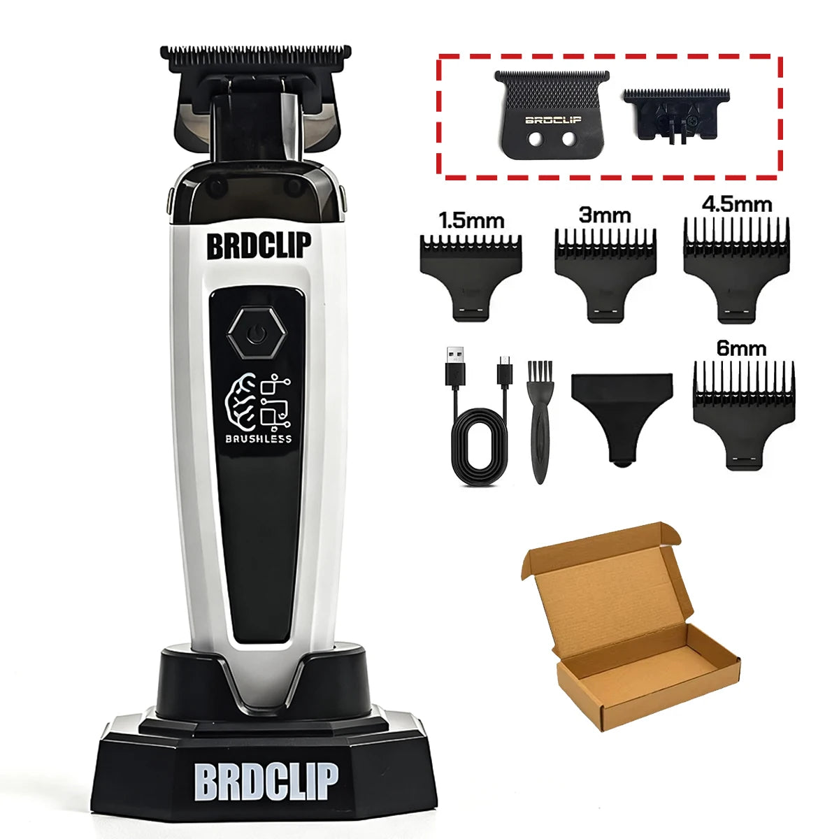 BRDCLIP 7500RPM Brushless Motor Professional Hair Clipper Barber Hair Cutting Machine Kit Salon Hair Trimmer for Men 106 078