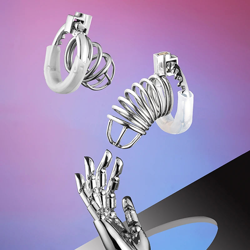 New Style Men's Metal Chastity Cage Adjustable Snap Ring SM Bondage Conditioning Stainless Steels CB Chastity Lock Adult Sex Toy