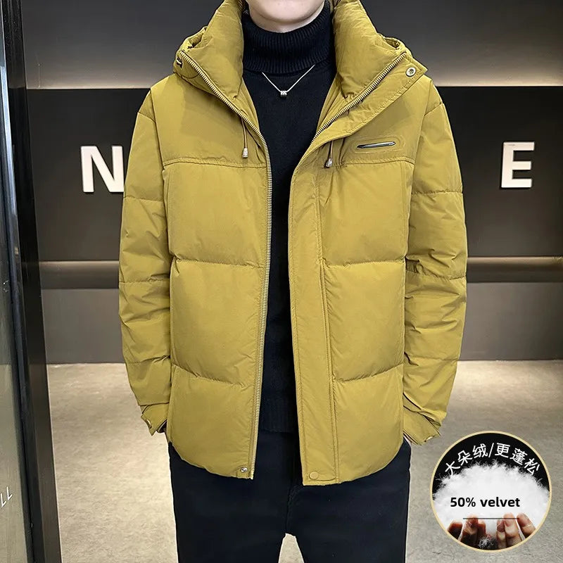 Men's Hooded Down Jackets New Winter Style White Duck Down Warm Coats Men's Cold-proof High-end Thickened Cotton-padded Jackets