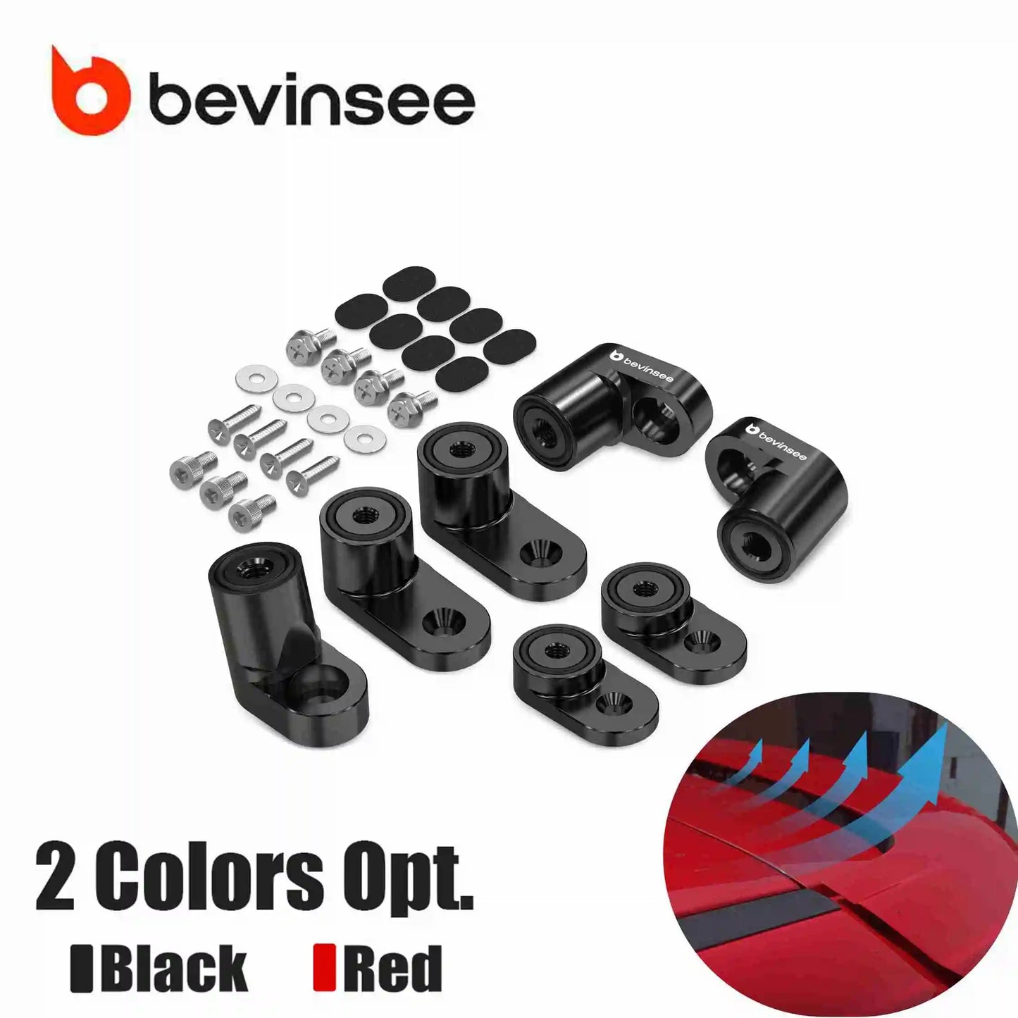BEVINSEE Aluminum Rear Wing Spoiler Extendsion Kit for Ford Focus MK3 ST RS 2013-2018