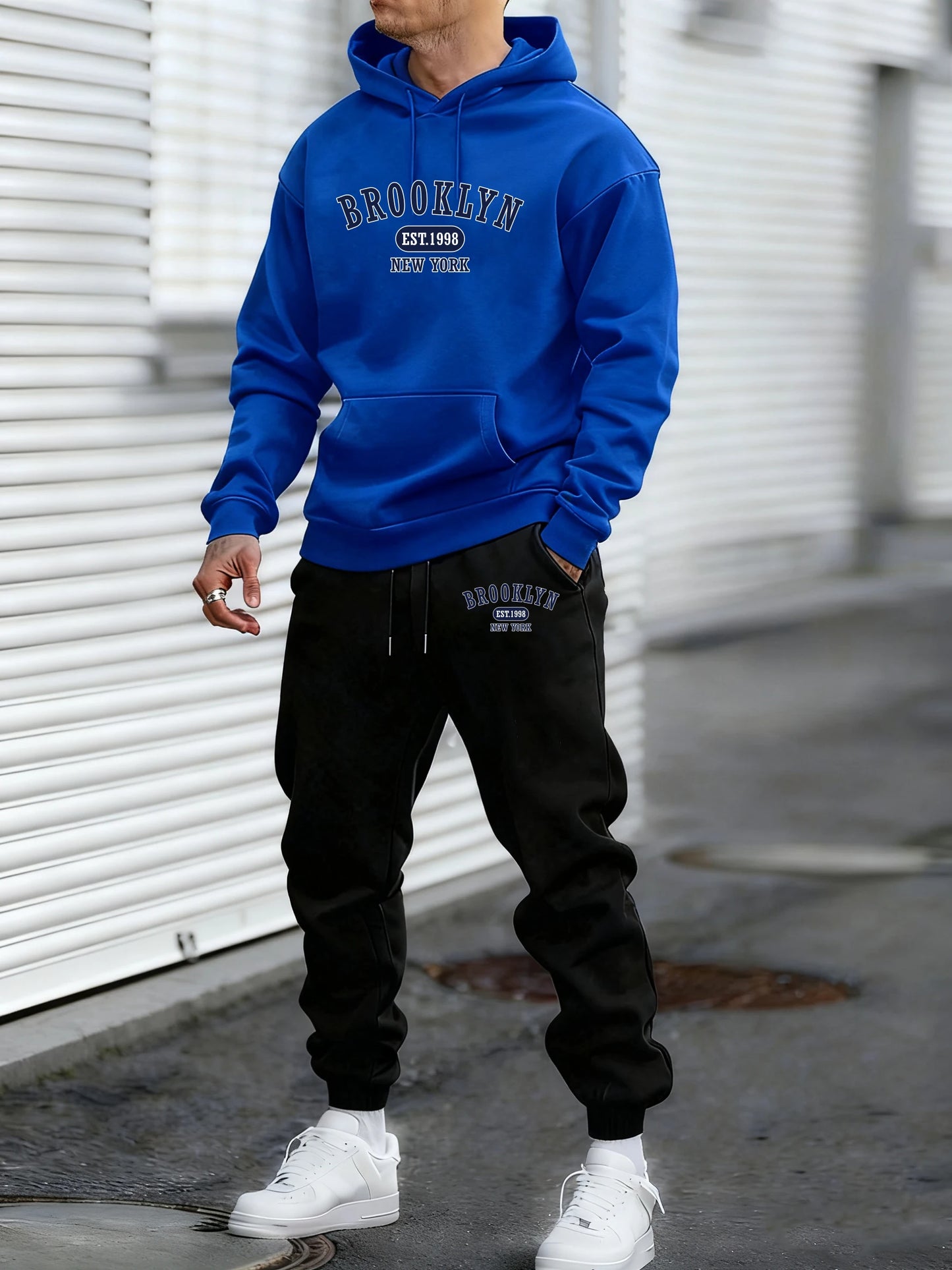 Brooklyn Est 1998 New York Printed Men's Hoodie Set Harajuku Round Neck Hoodie Autumn/Winter Fashion Hoodie Sportswear