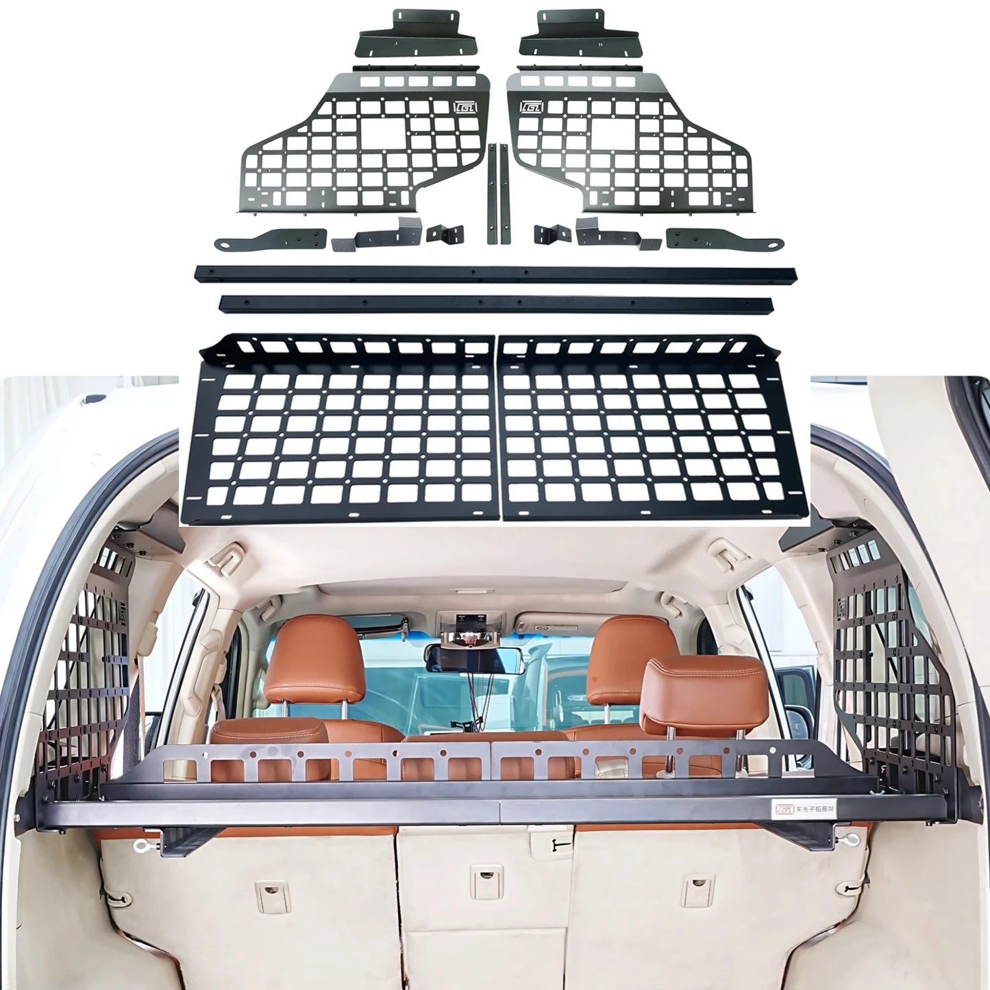 CGZ Molle Panels Fit for Toyota Land Cruiser Prado J150 / Lexus GX460 2010-2022 Rear Trunk Cargo Shelf Storage Organizer Racks
