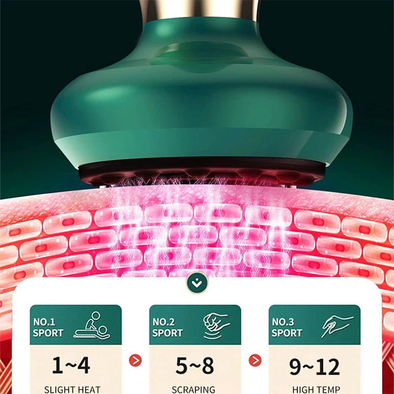 Electric Body Massager Cupping Device 12 Level Vacuum Cupping Cans Rechargeable Gua Sha Massager Heating Slimming and Fat Loss