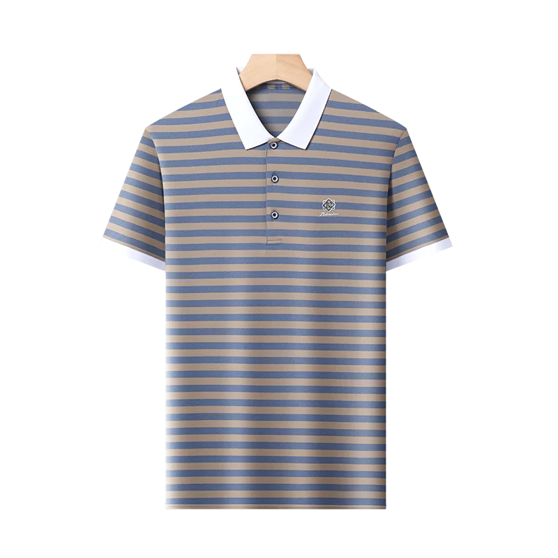 2024 Summer Men's Short Sleeved Classic Striped POLO Shirt Casual Fashion Comfortable Breathable Versatile Men's Top T-shirt