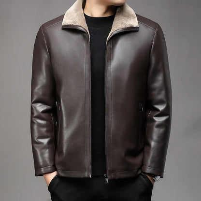 Winter Sheepskin Fleece Leather Coat Business Fleece Collar Thickened Leather Coat