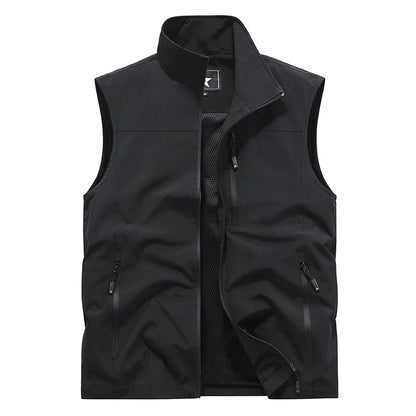 New Summer Men Outdoor Cargo Vests Thin Mesh Breathable Waistcoats Climbing Sleeveless Jackets Male Sportswear Casual Vests 6XL