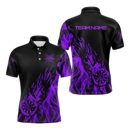 Custom Name Team Name Darts Polo Shirt Men 3D Skull Butterfly Blue Black All Over Print Quick Dry Sports Short Sleeve Golf Tops