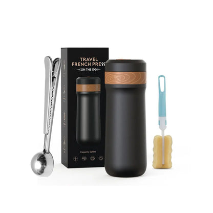 Portable French Press Coffee Tea Mug 12oz with Carry Loop Plastic Stainless Steel French Press Coffee Maker Great Camping Travel