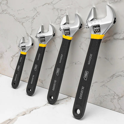 Professional 6/8/10/12 Inch Carbon Steel Wrench, Chrome Plated with Non-Slip TPR Grip for Automotive Repair & Maintenance Tools