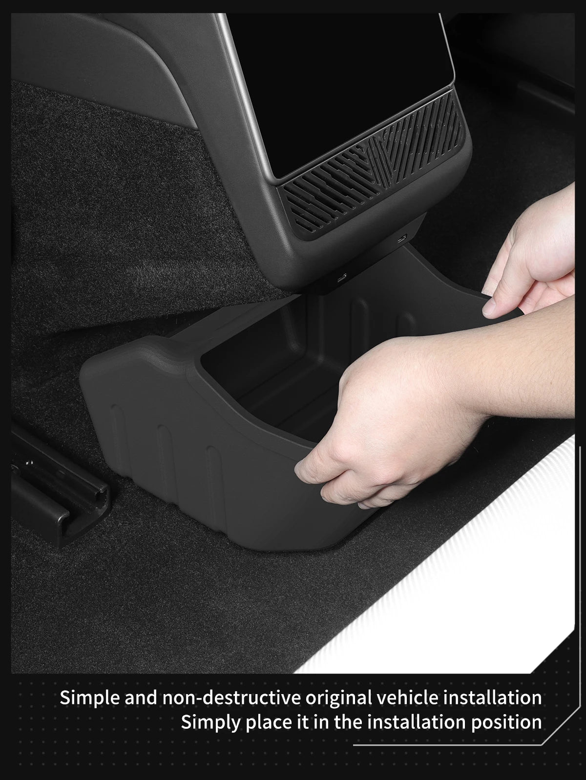 For Tesla Model 3 Highland 2025 Rear Seat Storage Box Below The Rear Air Outlet Rear Seat Organizer Tray Car Accessories 2024