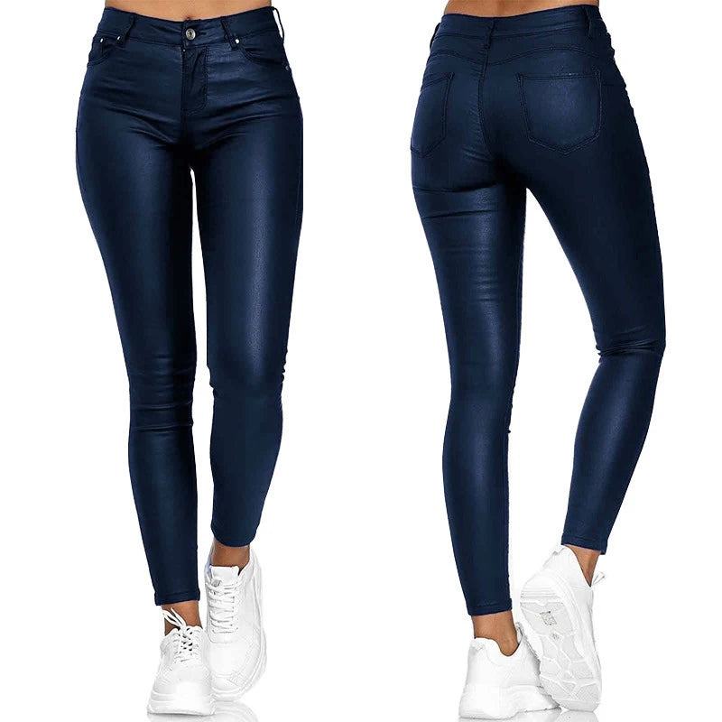 New Women PU Leather Pants Black Sexy Stretch Bodycon Trousers Women High Waist Long Casual Pencil Pants Plus Size XS-4XL