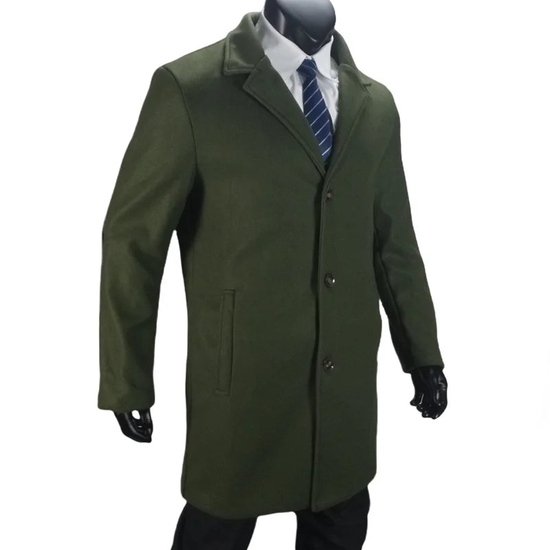 Men's Coat Lined Autumn Winter New Jackets Man Long Clothes Jacket England British Style Wool  Lapel Outerwear EU Size M-XXL
