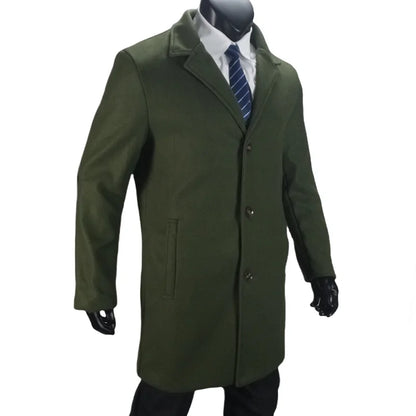 Men's Coat Lined Autumn Winter New Jackets Man Long Clothes Jacket England British Style Wool  Lapel Outerwear EU Size M-XXL