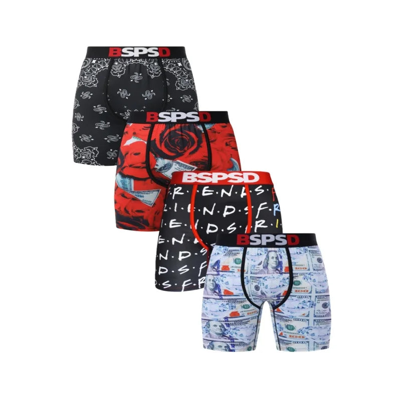 4Pcs Sexy Men's Underwear Boxers Breathable Comfortable Man Underpants Plus Size Men Panties Lingeries Boxer Briefs Mens Trunks