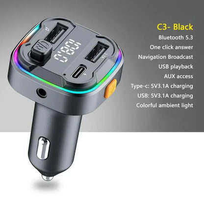 Best FM Transmitter Bluetooth 5.3 Hands-Free Car AUX Radio Modulator MP3 Player with Fast Charging Adapter Auto Accessories New